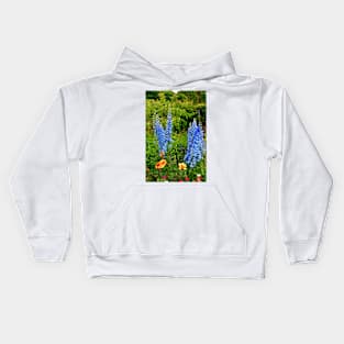 Blue Delphiniums Summer Flowers Kids Hoodie